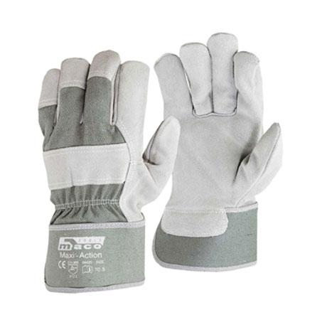 Γάντια Εργατών Δερματοπάνινα Άσπρα No10.5 Maxi-Soft Maco